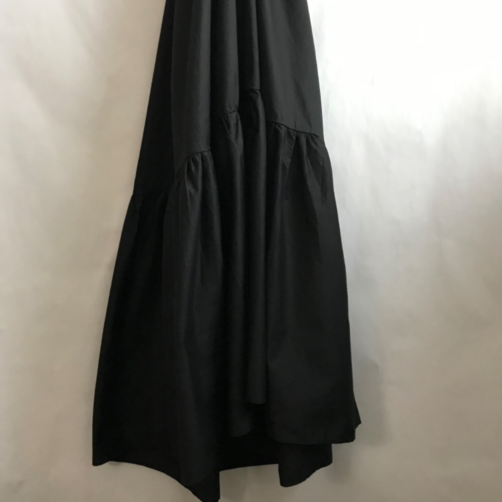 VICI Cut-Out Twist Knot V-Neck Black Maxi Dress M A-Line Tiered High Low Skirt - Picture 7 of 11